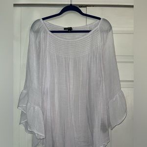 Zach & Rachel White smocked blouse with bell sleeve